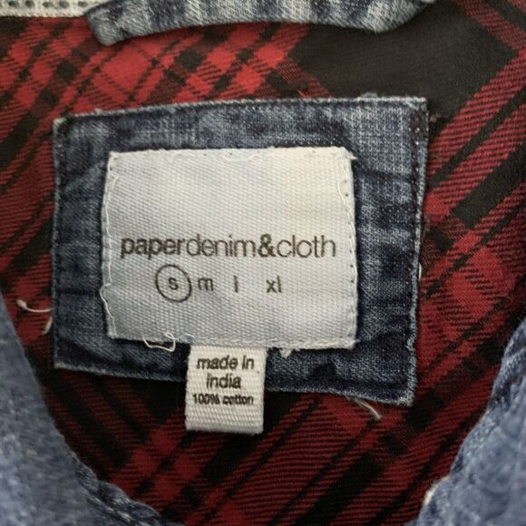 PD&C Paper Denim Cloth Shirt Mens Small Denim Long Sleeve Button Up Blue Jean - Picture 2 of 6